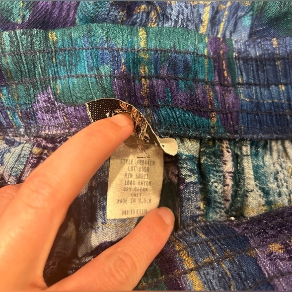 Maren VTG Midi Skirt Women’s Medium Watercolor Tassels Boho Blue Purple - Picture 4 of 7